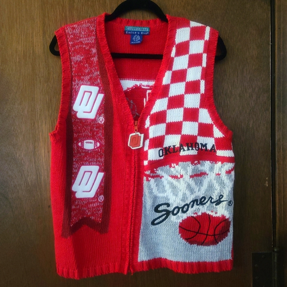 Vintage 90s OU Sooners Eagle's Eye Sweater Vest S